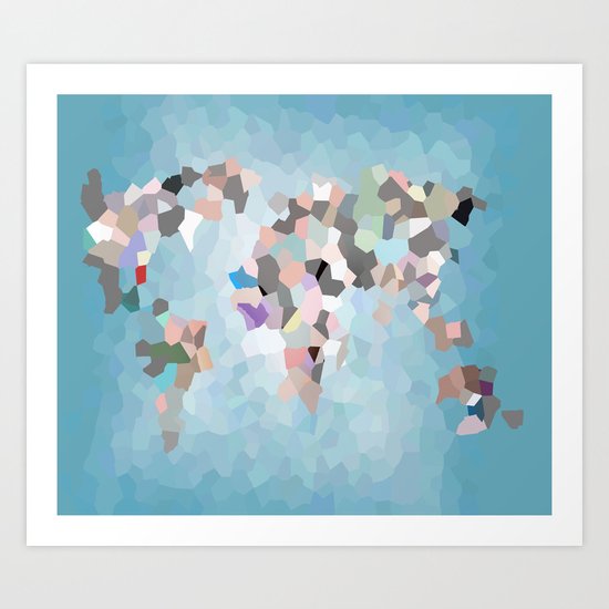Travel Map Geometric Abstract of the World Art Print