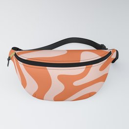 Retro Liquid Swirl Abstract Pattern in Orange and Pale Blush Pink Fanny Pack