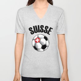 Suisse Switzerland Football - Swiss Soccer Ball V Neck T Shirt