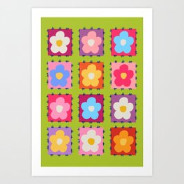 Flower pattern tiles Art Print