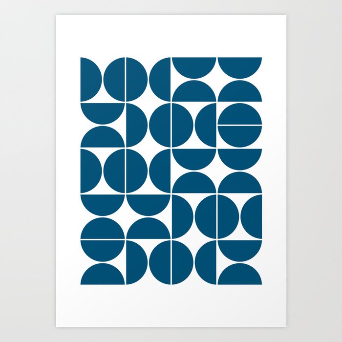 Mid Century Modern Geometric 04 Blue Art Print by The Old