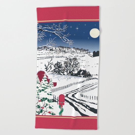 Silent Winter Night Silhouette Beach Towel