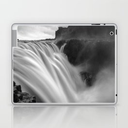 Time lapse photograph of waterfalls during daytime black and white art nature photography - photographs Laptop Skin