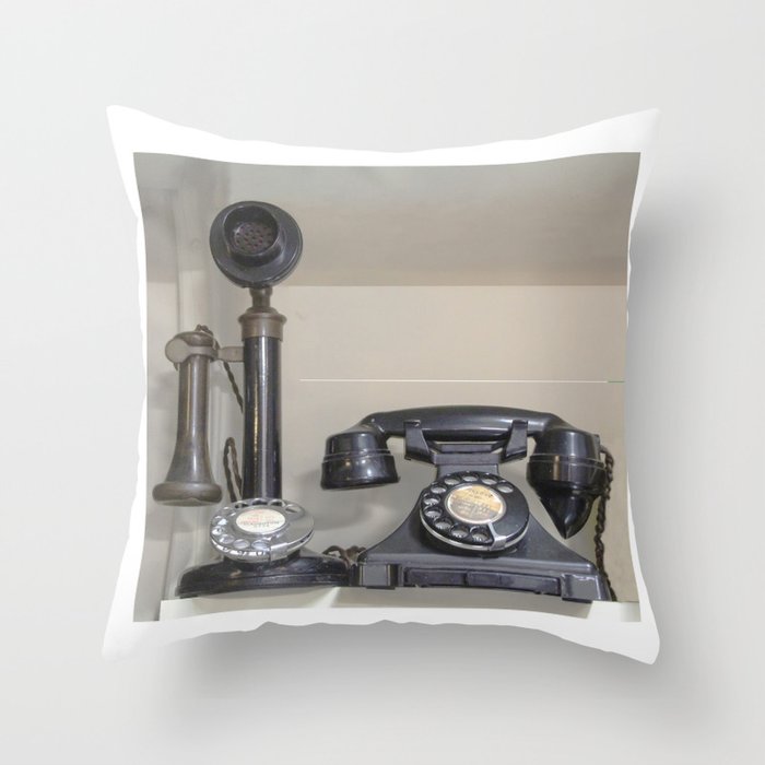Vintage bakelite candlestick telephone Throw Pillow