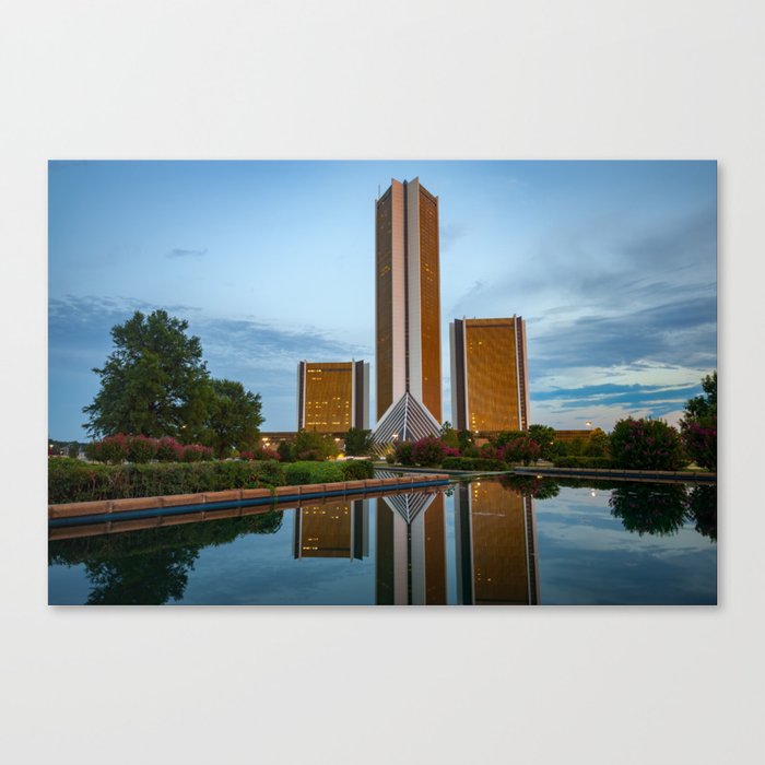 Dusk Reflections of the Tulsa CityPlex Towers Canvas Print