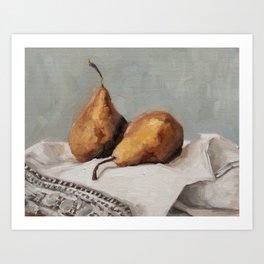 Pears on a Tea Towel 2 Art Print