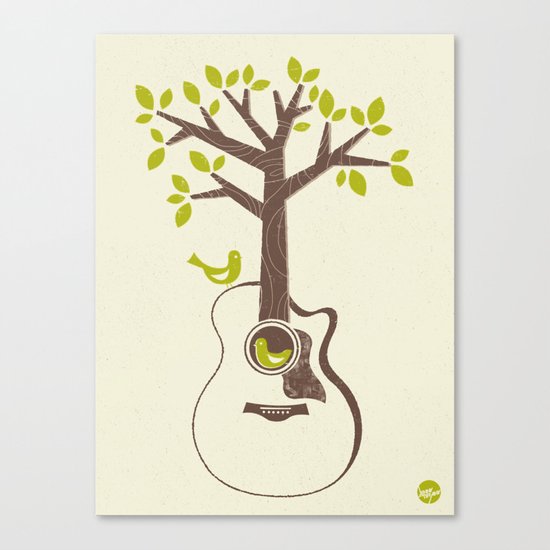 Birds & Acoustic Guitar Canvas Print