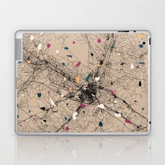 Spain, Zaragoza - Terrazzo City Map Collage Laptop & iPad Skin