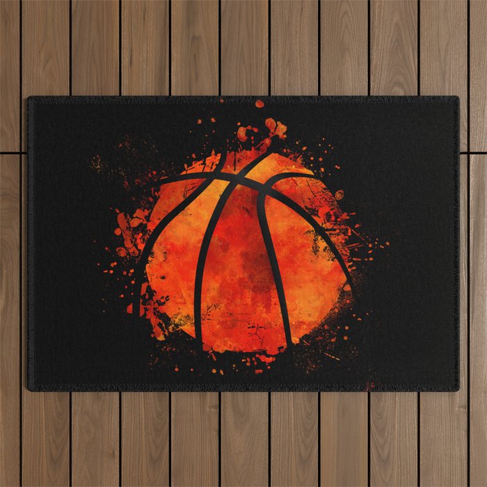 Basketball Abstract watercolor art Outdoor Rug