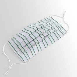 [ Thumbnail: Lavender, Light Gray & Sea Green Colored Pattern of Stripes Face Mask ]