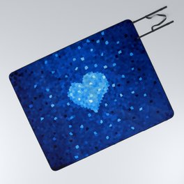 Winter Blue Crystallized Abstract Heart Picnic Blanket
