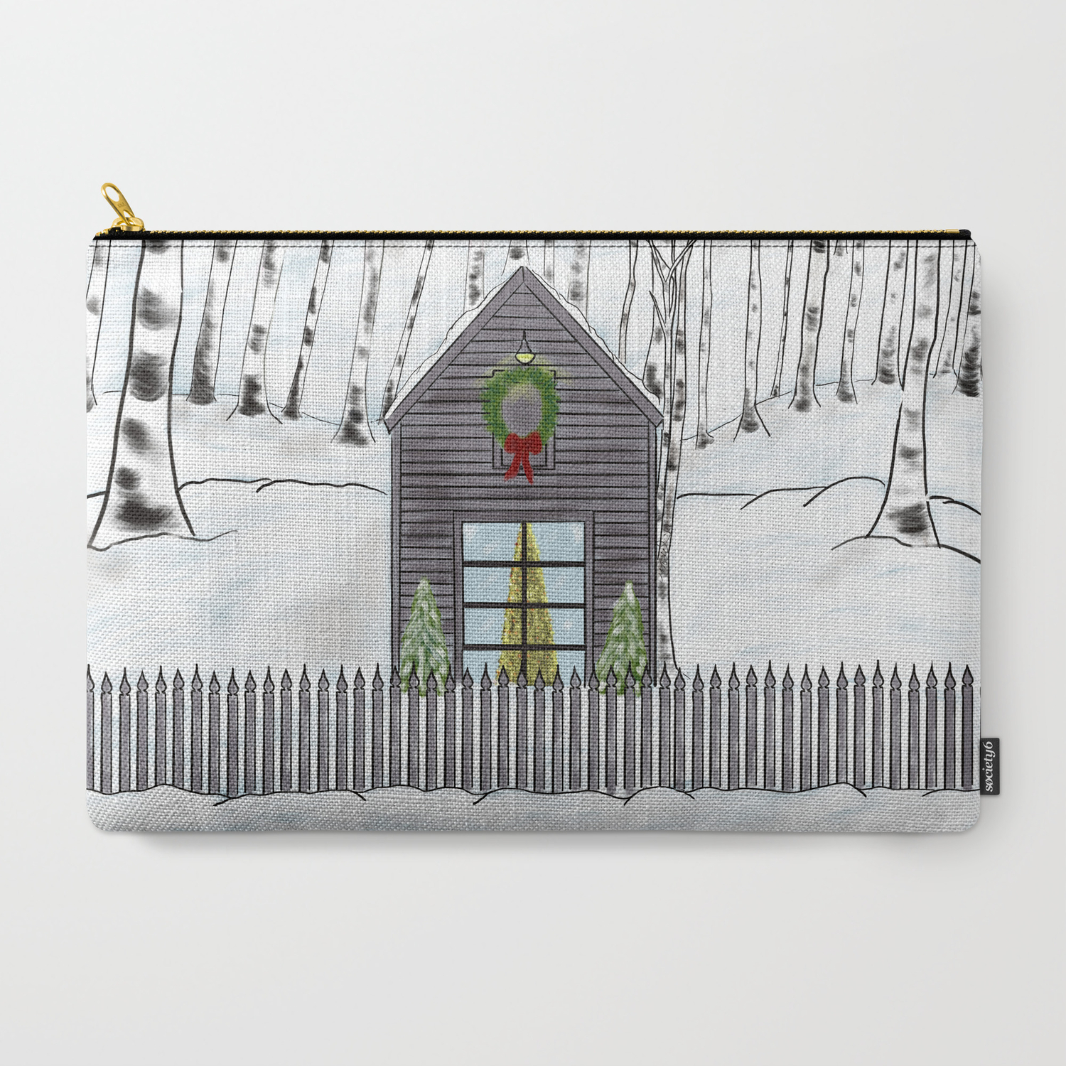 Christmas Cabin In The Snowy Woods Carry All Pouch By Melindatodd