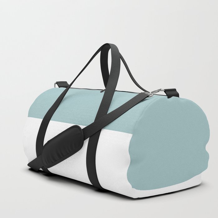  Dusty Mint Green And White Split in Horizontal Halves Duffle Bag