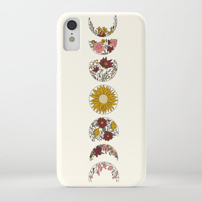floral phases of the moon iphone case