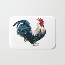 Rooster Decor, Beautiful Rooster French country style design artwork, kitchen Bath Mat | Watercolorbirds, Cagefree, Farmergift, Watercolor, Farmanimal, Birds, Chicken, Roosterart, Roosters, Farmanimals 