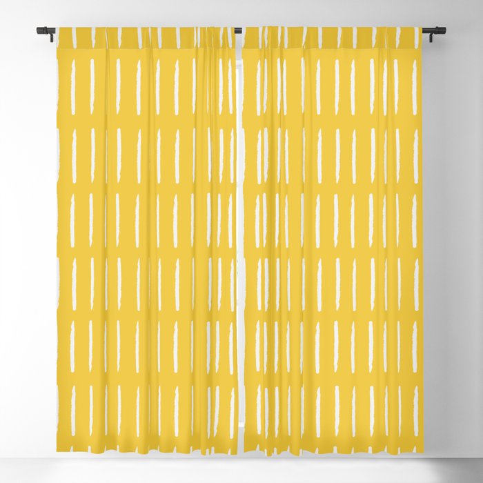 Line Dashes (white on yellow) Blackout Curtain