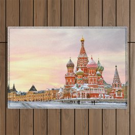 Snowy St. Basil's Cathedral Outdoor Rug