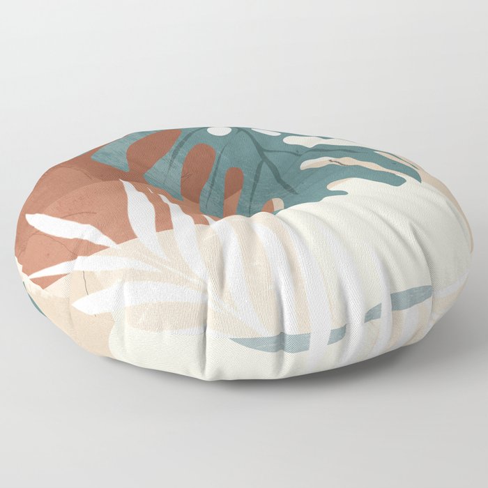Abstract Art Tropical Leaves  Floor Pillow