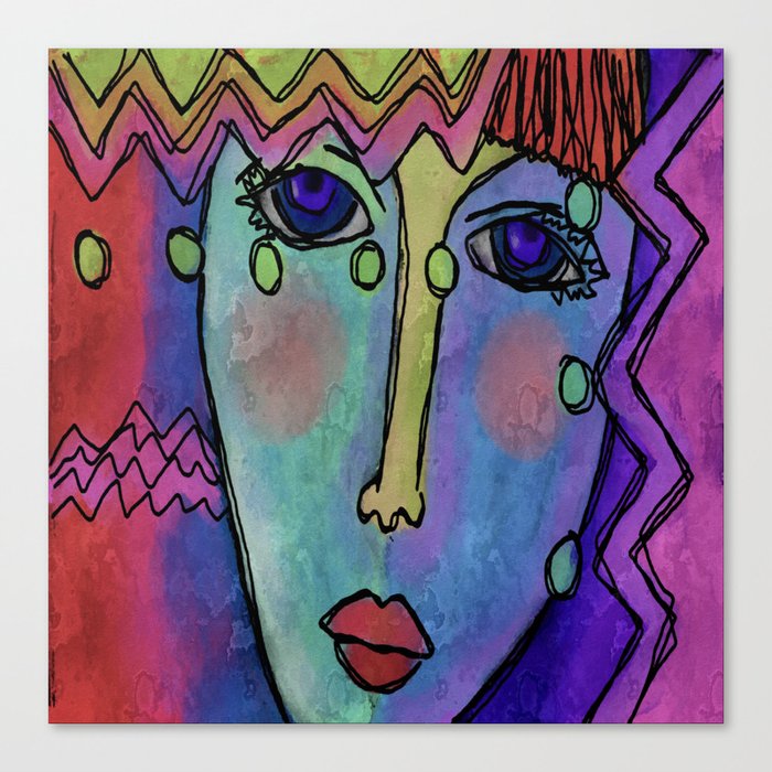 Colorful Abstract Digital Painting Of A Woman Canvas Print By Jackieludtke