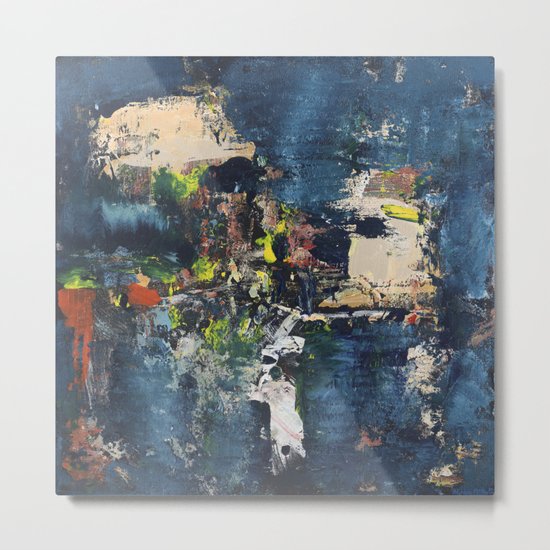 Peacock Blue Abstract Painting Vibrant Modern Art Metal Print
