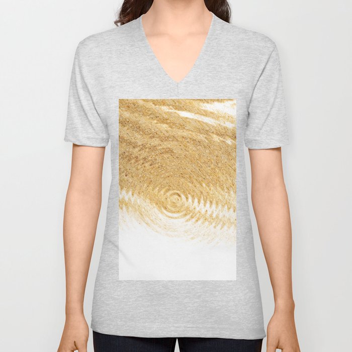 Golden radial texture V Neck T Shirt