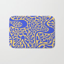 Yellow & Blue Swirly Abstract Matisse Botanicals Bath Mat | Graphicdesign, Saturated, Abstract, Matisse, Plants, Seaweed, Organic, Dreamy, Yellowblue, Royalblue 