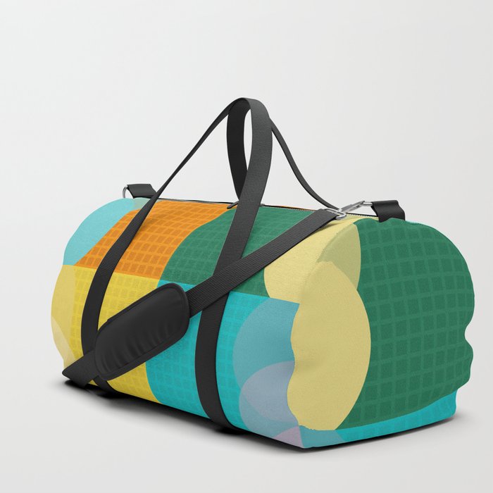 Grid retro color shapes patchwork 1 Duffle Bag