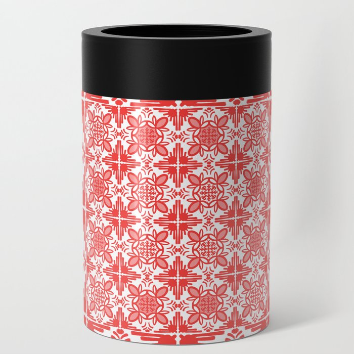 Cheerful Retro Modern Kitchen Tile Mixed Pattern Red Can Cooler
