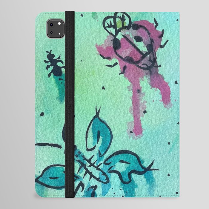 Hand Painted Watercolor Abstract Colorful Bugs iPad Folio Case