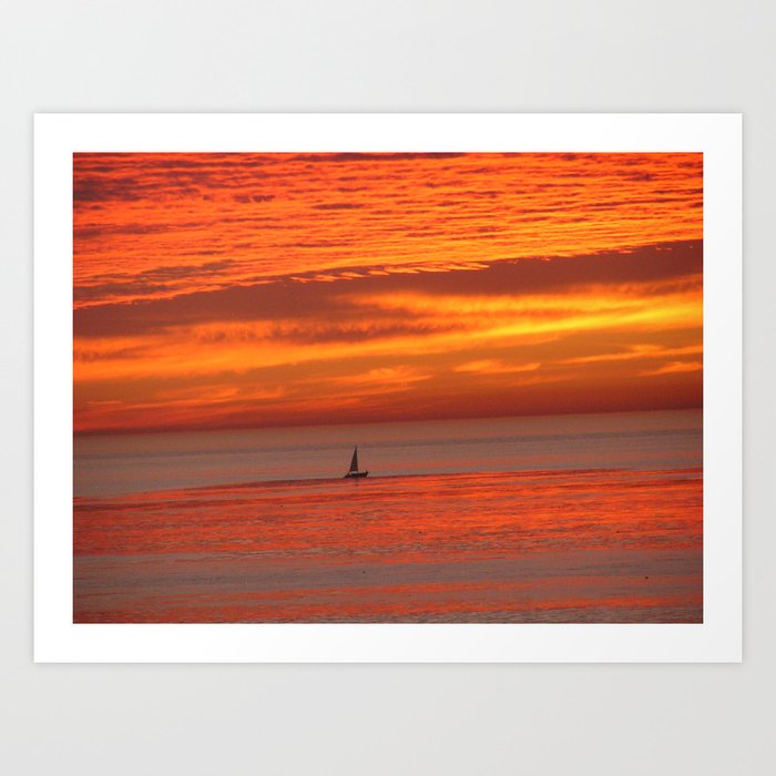 Sunset Cliffs On Fire Art Print by Tom Hoyer | Society6