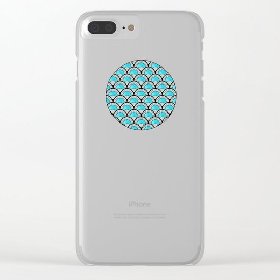 Aqua Art Deco Twenties Fan Pattern Clear iPhone Case