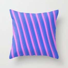 [ Thumbnail: Violet and Royal Blue Colored Lines Pattern Throw Pillow ]
