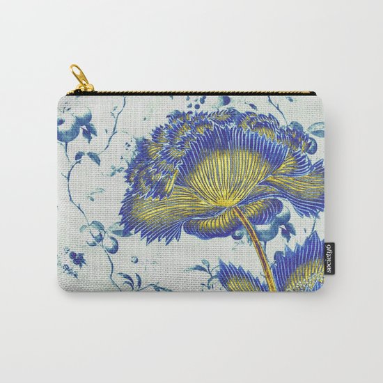floral chinoiserie in blue and gold Carry-All Pouch