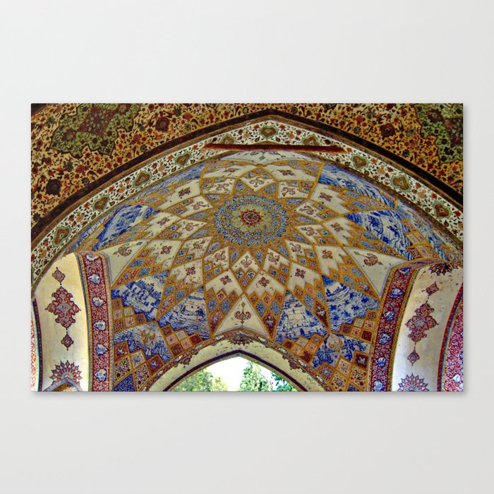 Persian Art Ornamental Tile Mosaic Dome Ceiling, Iran Canvas Print