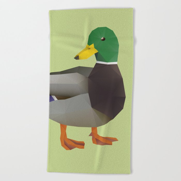 Mallard Duck Polygon Art Beach Towel