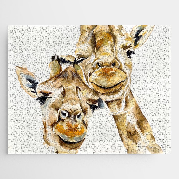 Selfie Giraffes Watercolor  Jigsaw Puzzle
