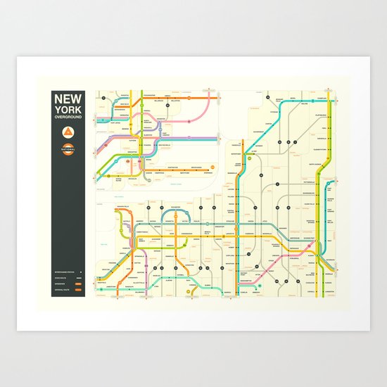 NEW YORK STATE HIGHWAY MAP Art Print