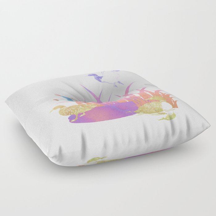 Pastel Watercolor Ducks Floor Pillow