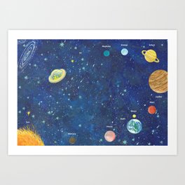Planets of our Solar System and Martian Spaceship Illustration Art Print | Scifi, Lifeinspace, Moon, Sciencefiction, Painting, Watching, Solarsystem, Alien, Aliens, Martian 
