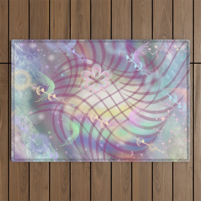 feathers in space Outdoor Rug