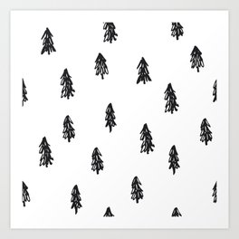 Christmas Trees Black And White Art Print