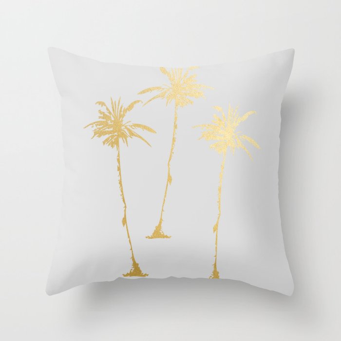 Golden Palms Throw Pillow