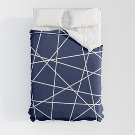 Geometric Lines (white/navy blue) Duvet Cover