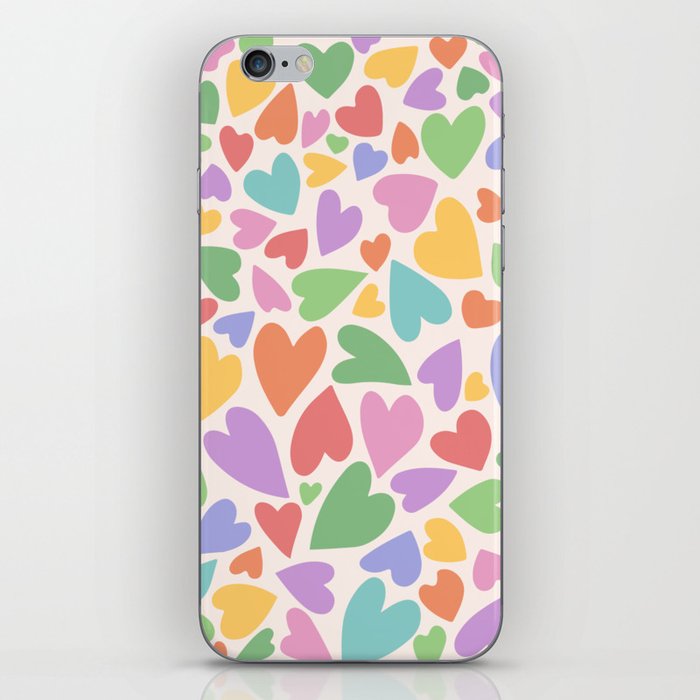 Retro Colorful Hearts iPhone Skin