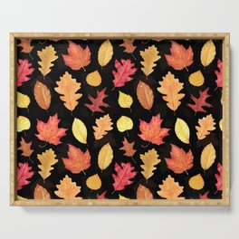 Autumn Leaves - black Serving Tray