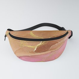 Abstract Pink And Gold Splashes Fanny Pack | Abstract, Pink, Multicolor, Gold, Swirl, Illustration, Glowing, Wave, Oil, Watercolor 