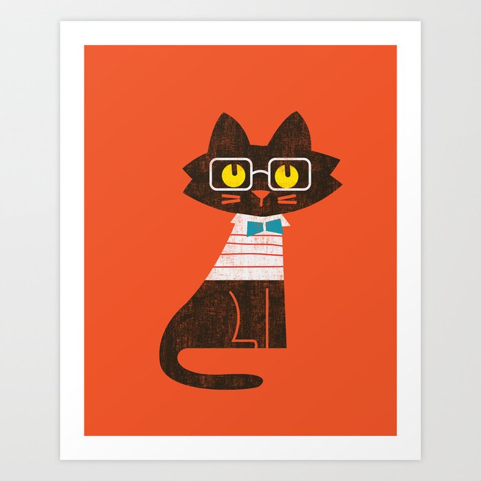 Fitz - Preppy cat Art Print