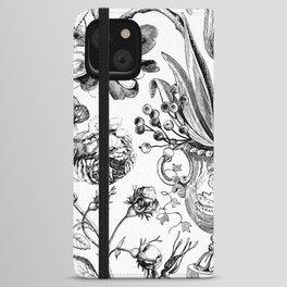 Black And White Tulip Spring Pattern iPhone Wallet Case