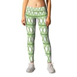 Rounded Edge Triangles Pattern - Greens Leggings