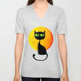 Gift halloween black cat V Neck T Shirt